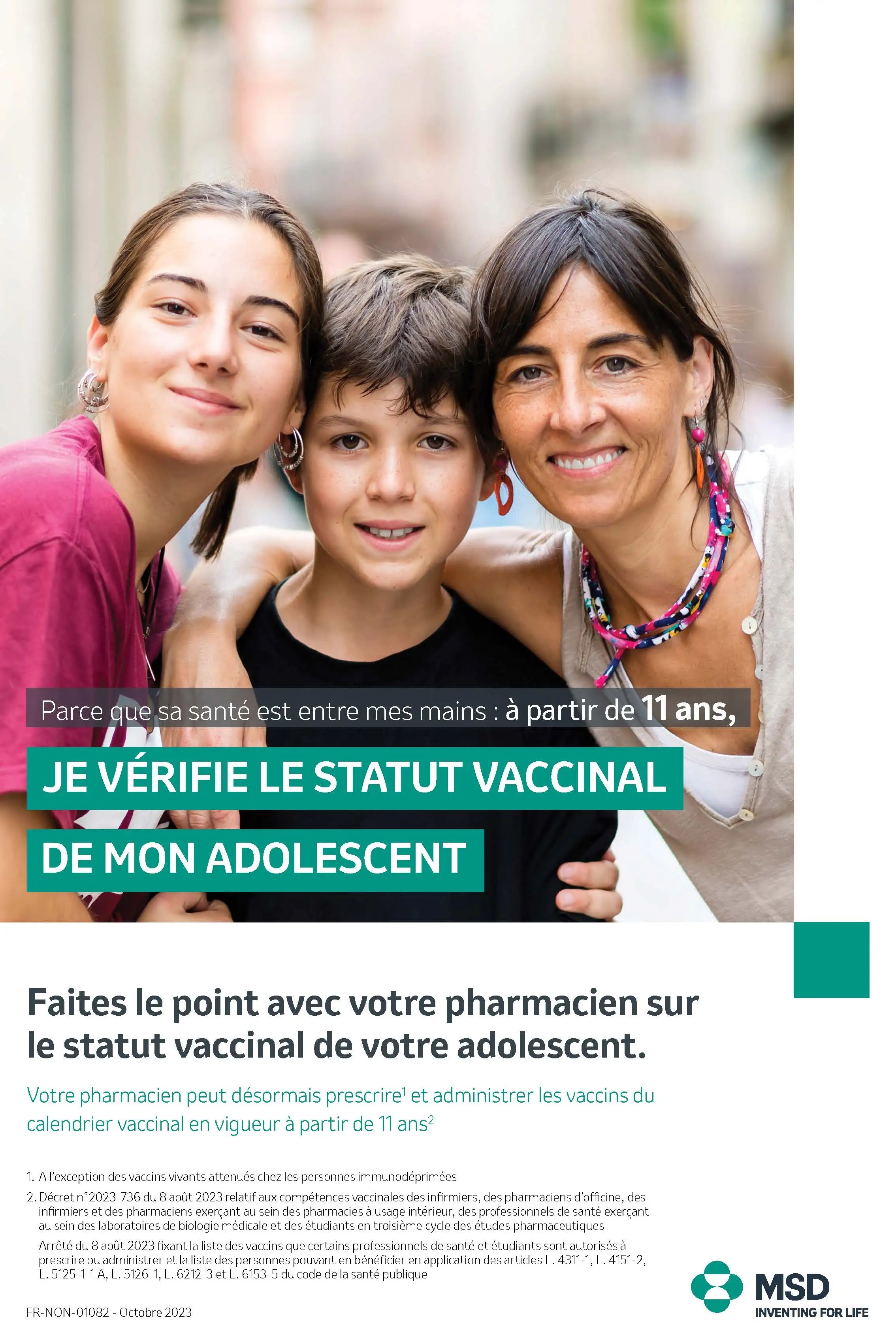 Poster Vaccination adolescents - Version Pharmacien