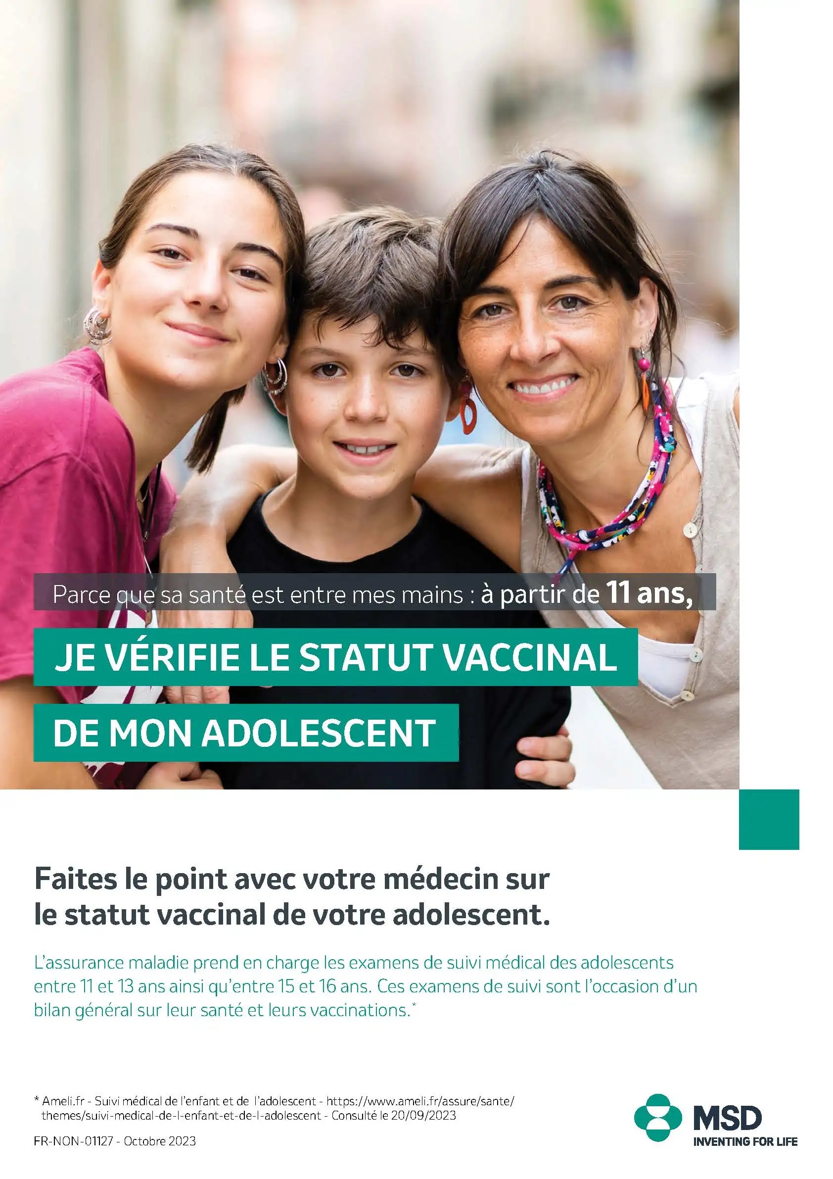 Poster Vaccination adolescents - Version Méd Générale/Pédiatre