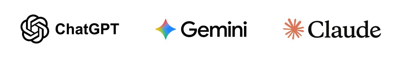 Logo ChatGPT, Gemini, Claude AI