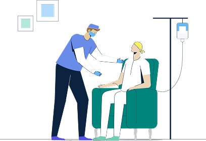 illustration patiente et infirmier